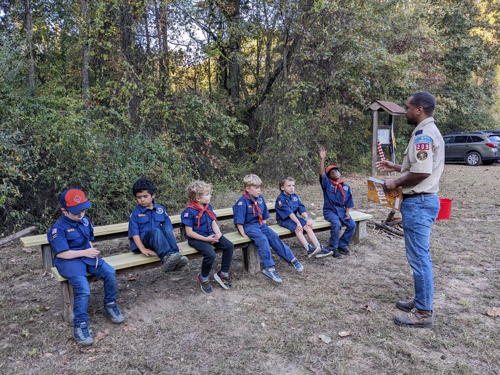 Pack 209 Cub Scouts on a family camping trip